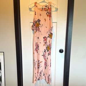 Leith Floral High Low Dress in Pink and Yellow